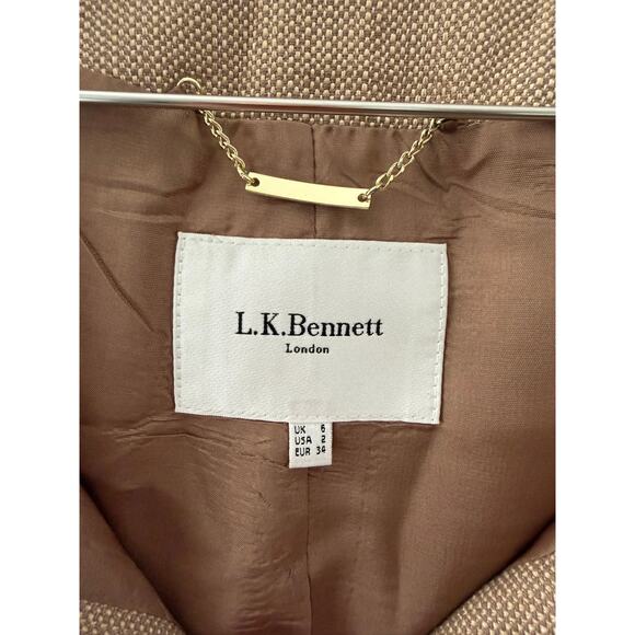L.K. Bennett London Light Brown Cropped Blazer - Size US 2 - Picture 3 of 5